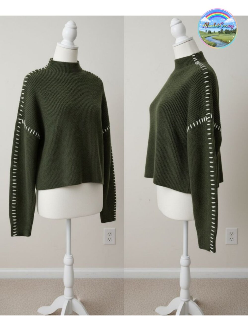 Chunky Knit Oversized Pullover Sweater Mock Neck Drop Shoulder